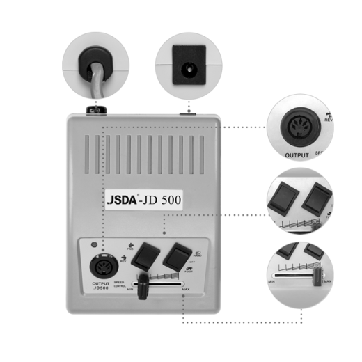 Fréza na nehty - JSDA Nail Drill JD 500 Silver 35W