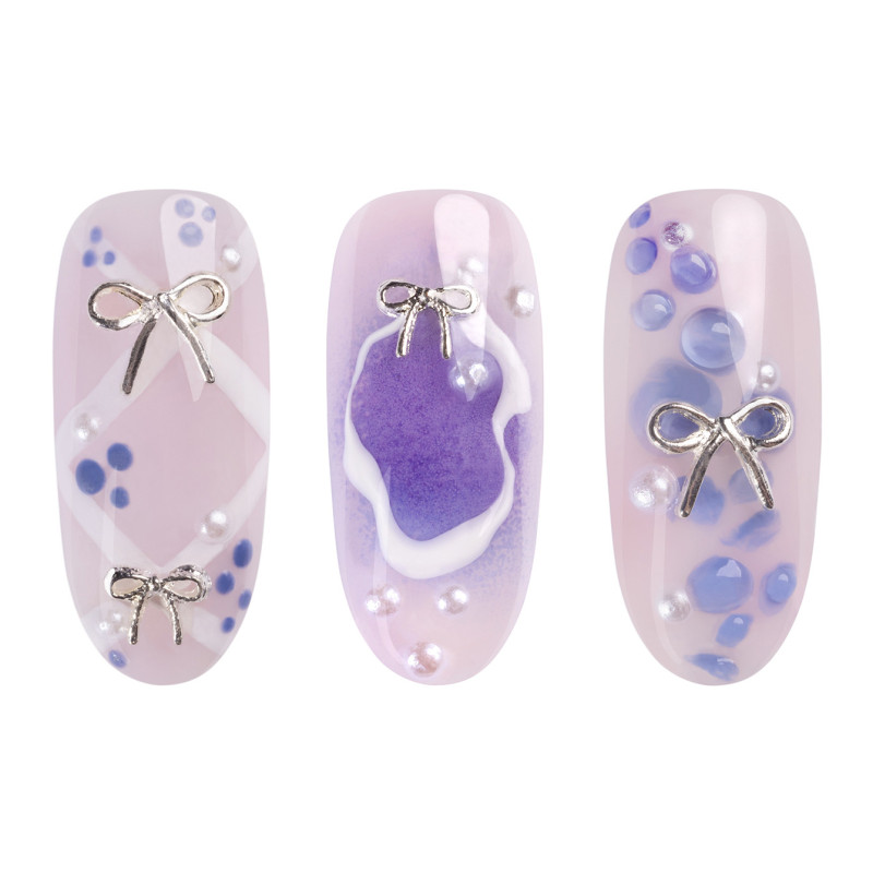 3D ozdoba: Silver Bows – stříbrné ozdoby na nehty