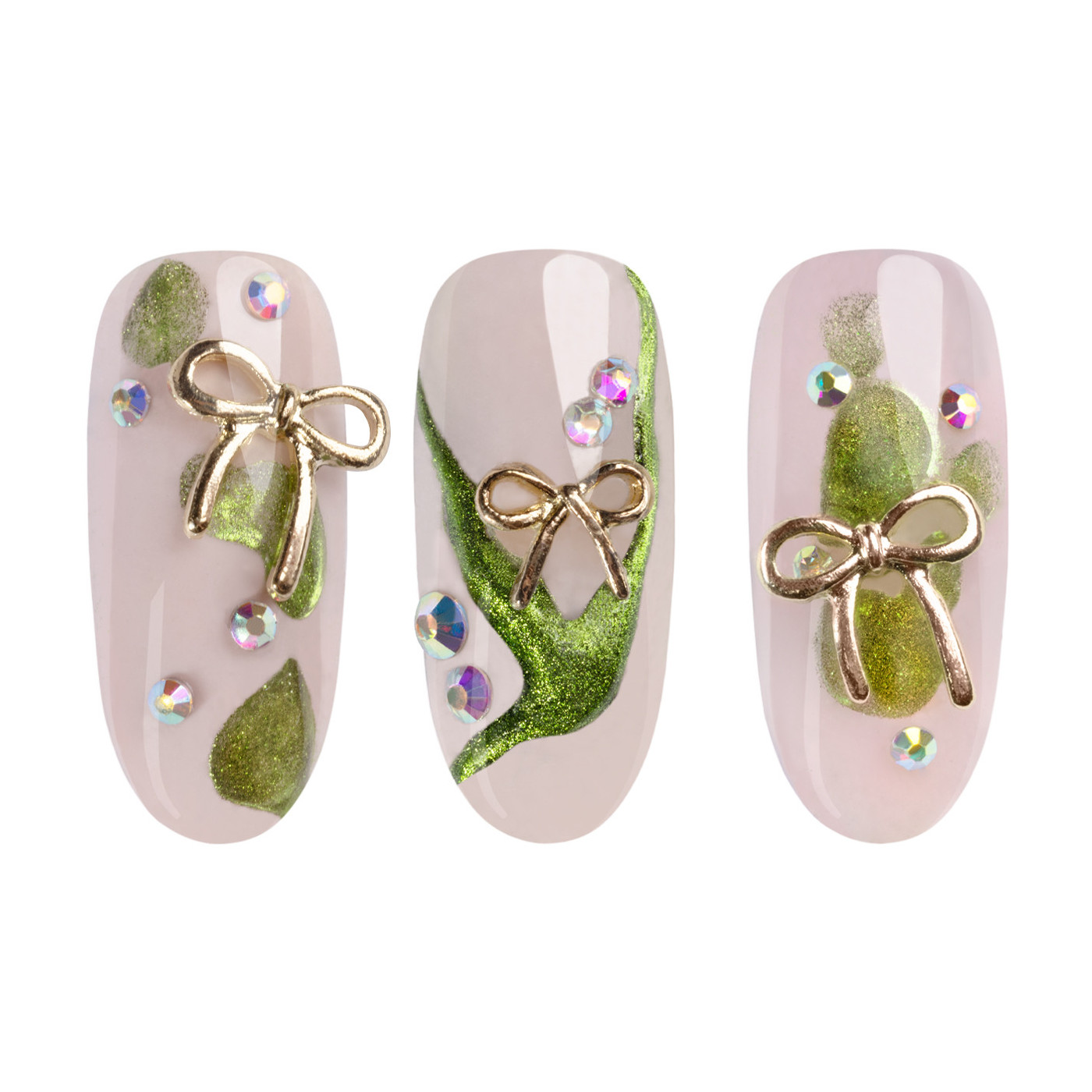 3D ozdoba : Gold Bows - zlaté ozdoby na nehty