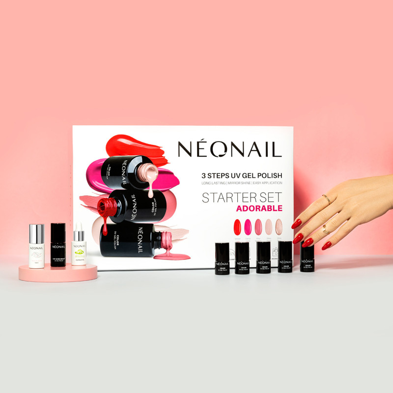 Sada pro hybridy ADORABLE: 7 laků + UV UV LED Lampa na nehty na nehty 21W/48
