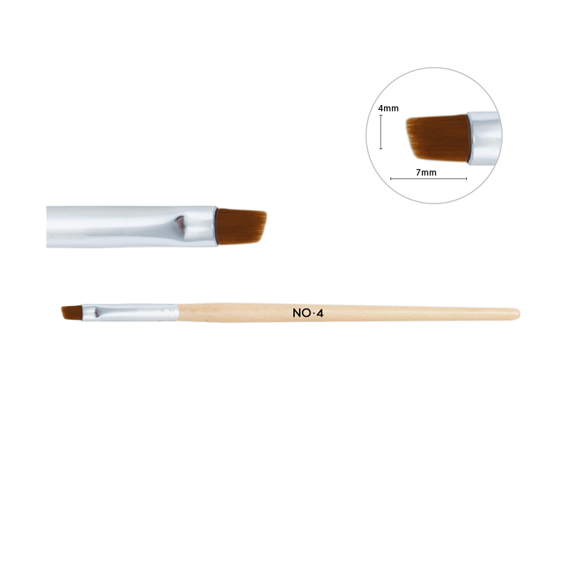 Dřevěný štětec na gel zkosený č. 4 Dřevěný štětec na gel zkosený č. 4