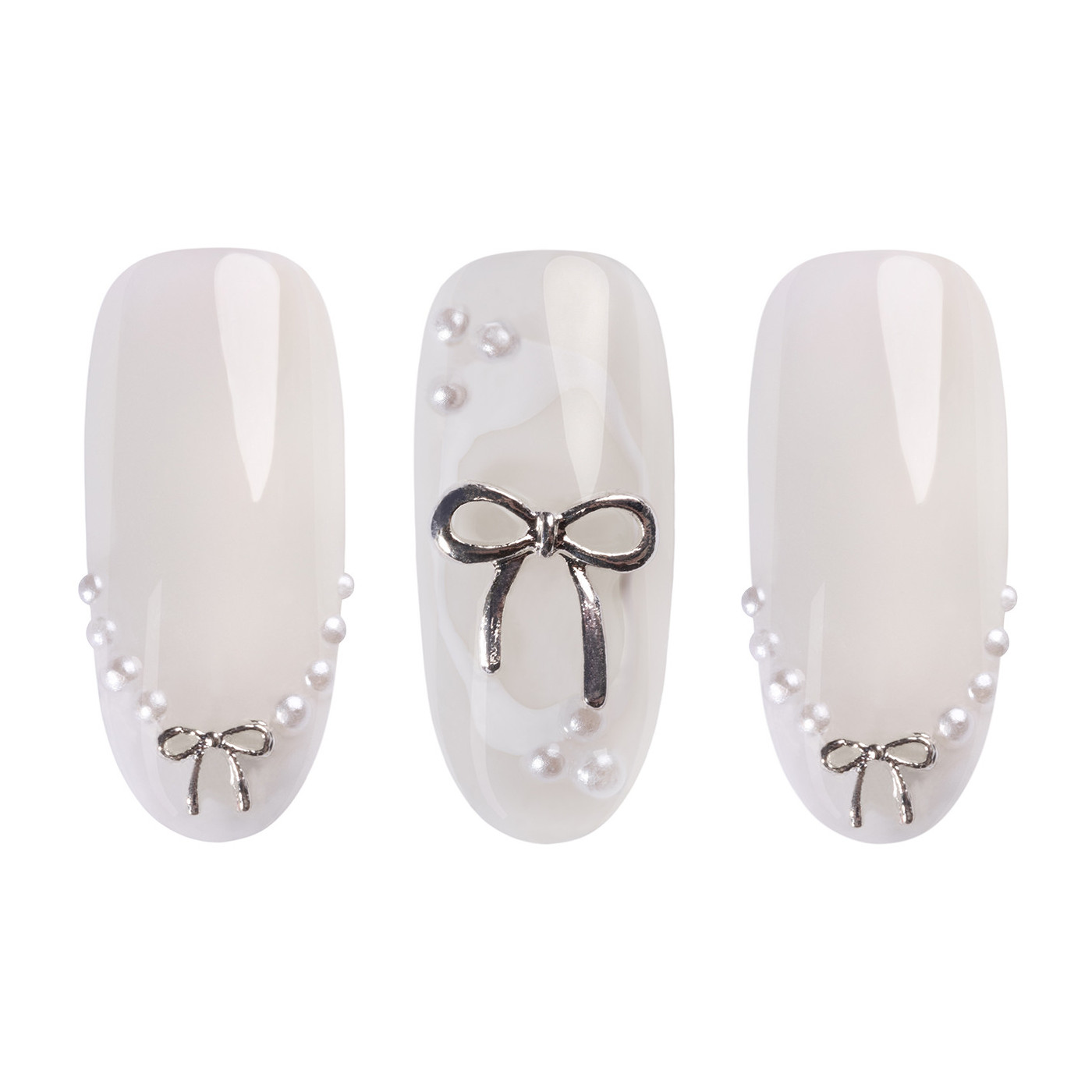 3D ozdoba: Silver Bows – stříbrné ozdoby na nehty 3D ozdoba: Silver Bows – stříbrné ozdoby na nehty