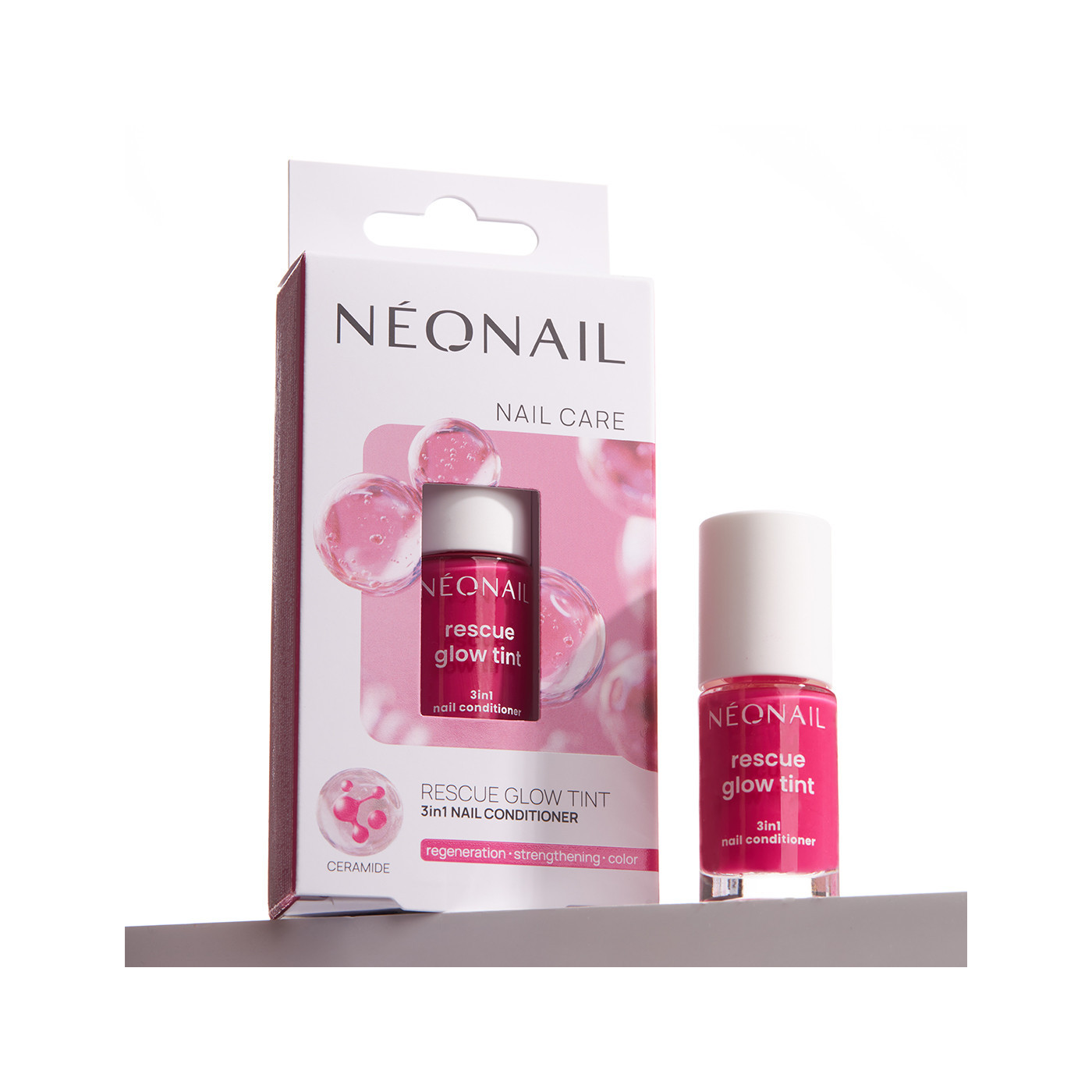 Rescue Glow Tint 3-in-1 Nail Conditioner Magenta Pink &ndash; p&eacute;če a barva