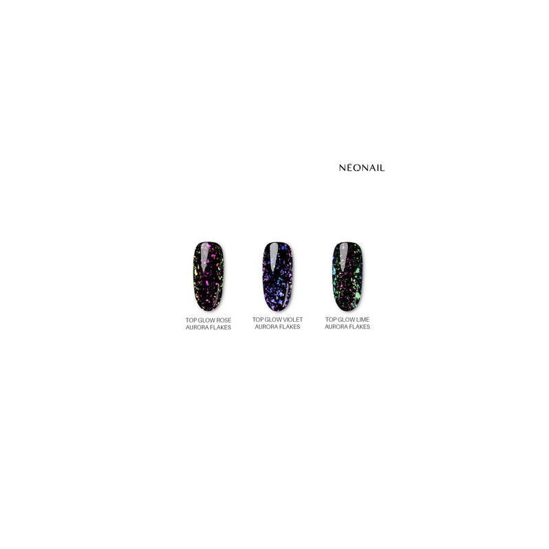 Gelov&yacute; top Top Glow Violet Aurora Flakes 7,2 ml | NEONAIL