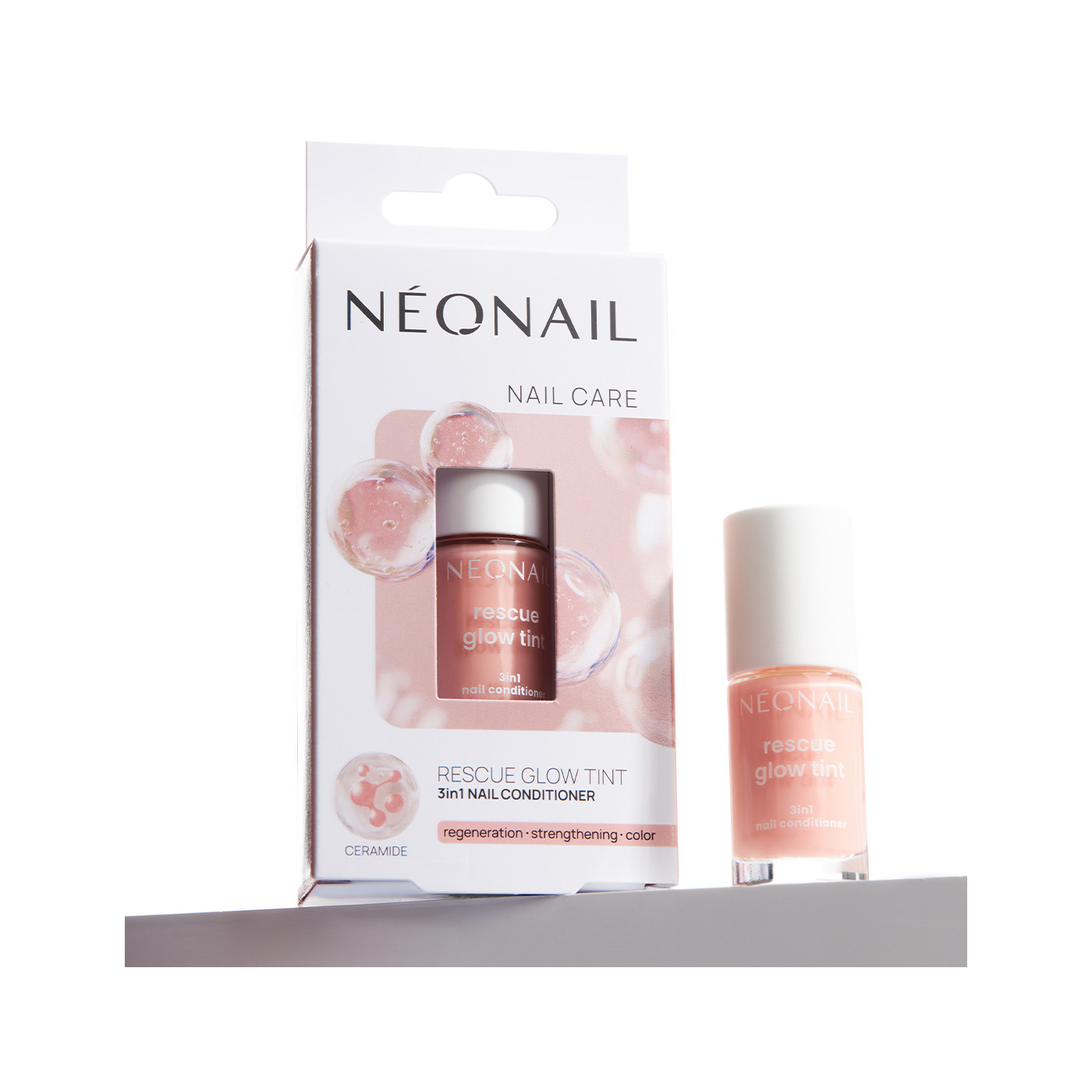 Rescue Glow Tint 3‑in‑1 Nail Conditioner Peachy Peach &ndash; barevn&aacute; p&eacute;če o nehty