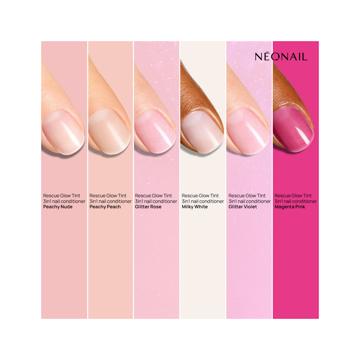 Rescue Glow Tint 3‑in‑1 Nail Conditioner Glitter Violet &ndash; třpytiv&yacute; fialov&yacute; efekt