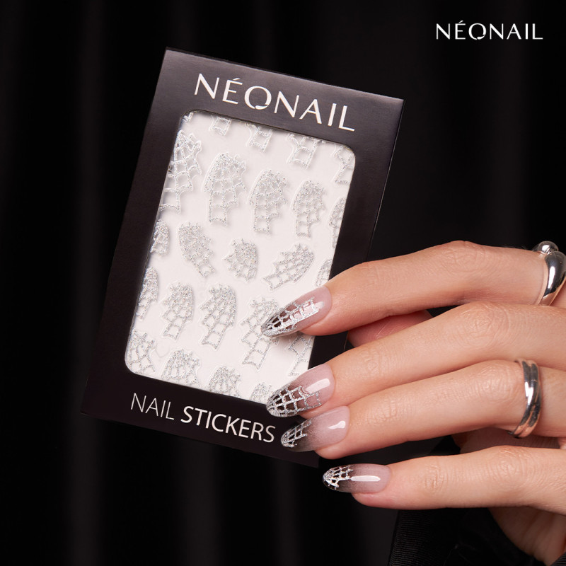 Třpytivé stříbrné nail art samolepky 04: Spider Webs – halloweenské nehty se vzorem pavučiny Třpytivé stříbrné nail art samolepky 04: Spider Webs – halloweenské nehty se vzorem pavučiny