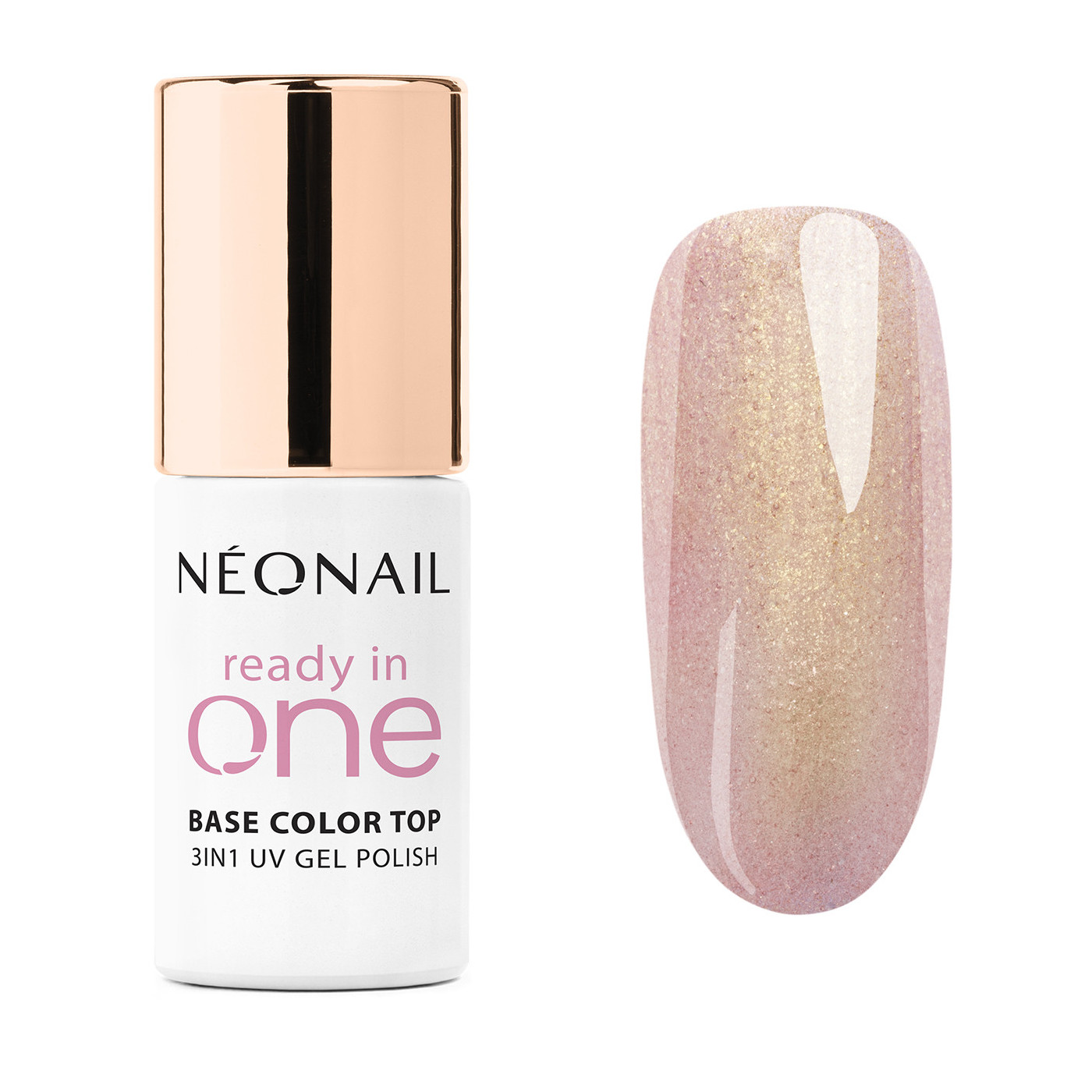 Růžov&yacute; gelov&yacute; lak 3v1 One Rose Glow 01 &ndash; třpytiv&yacute; efekt