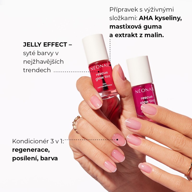 Regeneračn&iacute; k&uacute;ra na nehty Rescue Glow Tint Glazed Raspberry &ndash; pečuj&iacute;c&iacute; s&iacute;la barvy