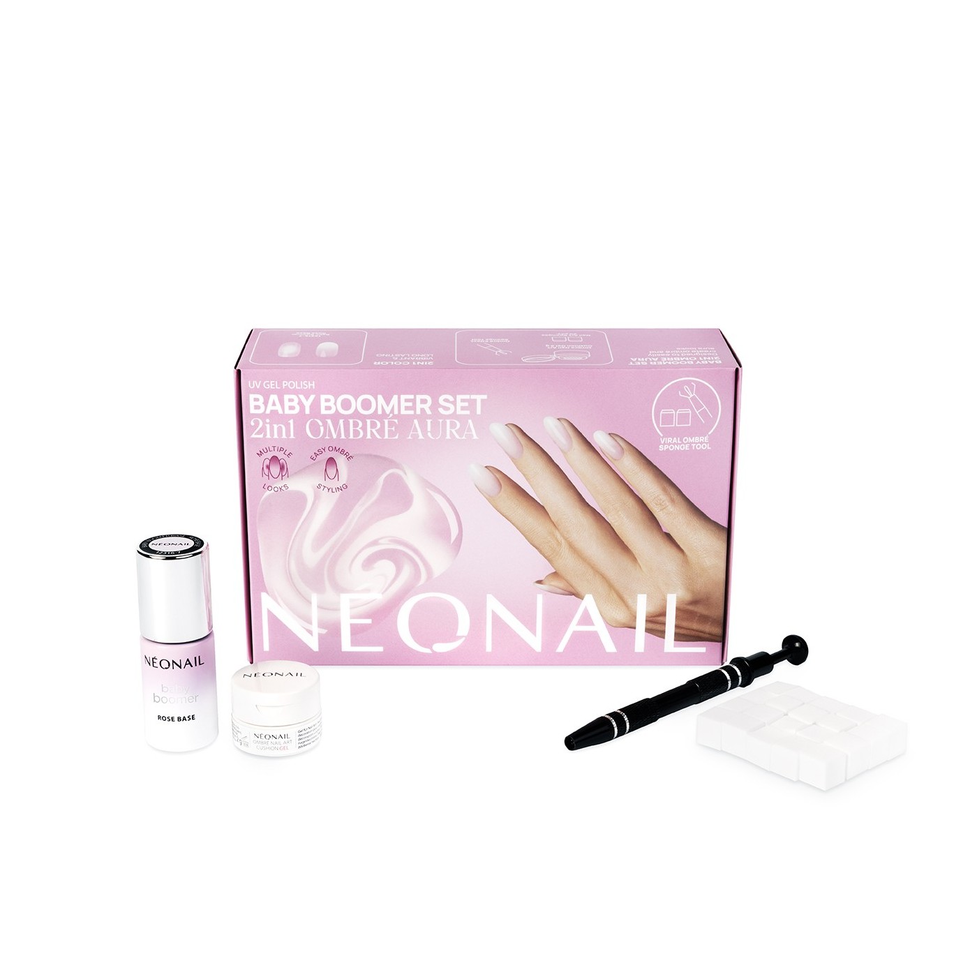 Sada pro zdobení nehtů: Baby Boomer 2v1 Ombré Aura | NEONAIL Sada pro zdobení nehtů: Baby Boomer 2v1 Ombré Aura | NEONAIL